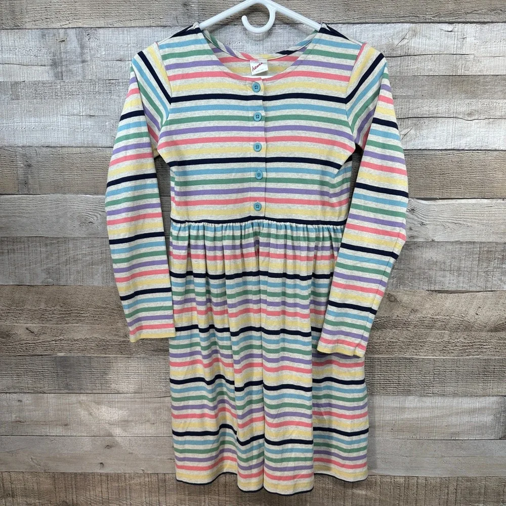 Hanna Andersson Girls Striped Long Sleeve Dress Size‎ 140 cm Multicolor Cotton